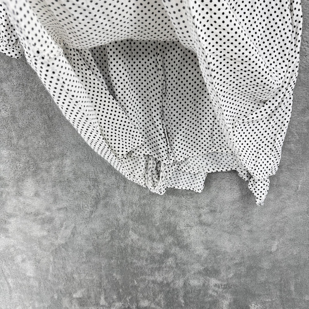 Zara Romper Womens Medium Polka Dot Ruffle Puff Sleeves Retro Wrap Black White - Picture 8 of 11